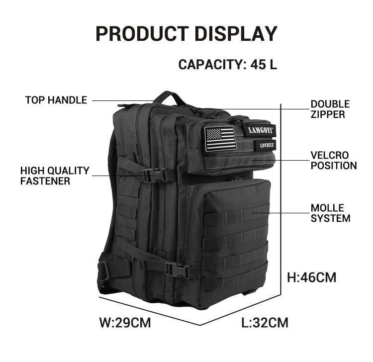 Customized Multicolor 45lhiking Backpack 900d Polyester Tactical Backpack